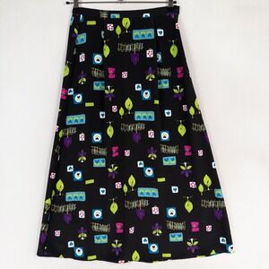 Vintage Melissa Lawrence Maxi Skirt Womens Large Black Floral Whimsigoth Art 90s